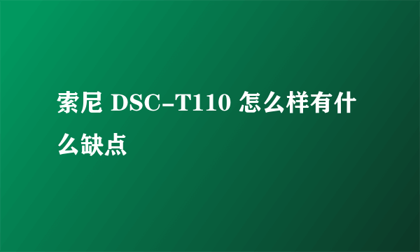 索尼 DSC-T110 怎么样有什么缺点